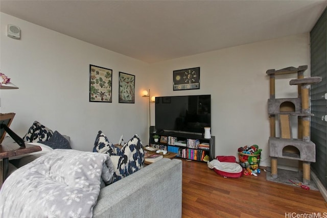 living room with hardwood / wood-style flooring