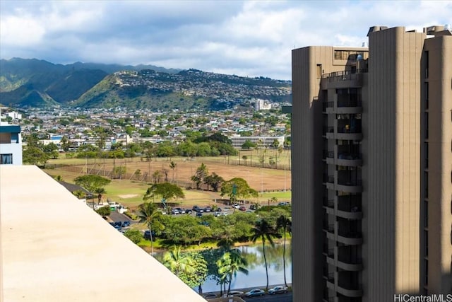 mountain view with a water view