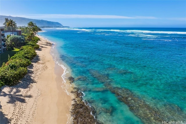 property view of water featuring a view of the beach