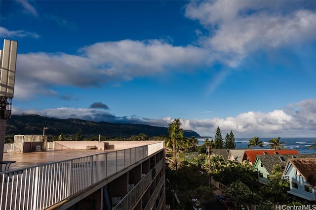 exterior space featuring a mountain view