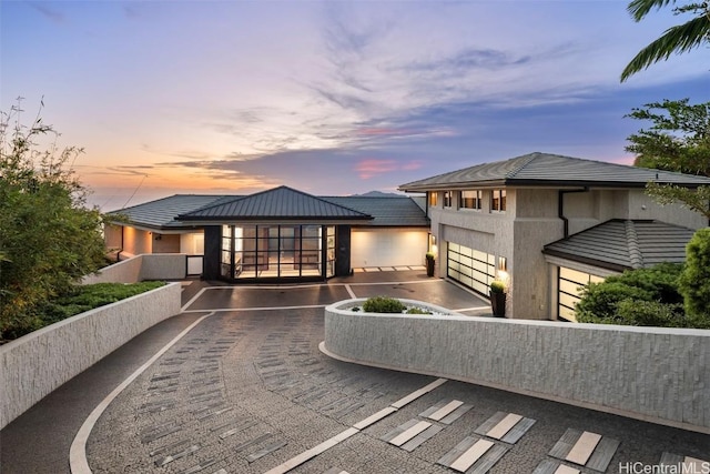 exterior space featuring a garage