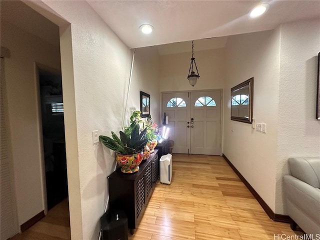 interior space with light hardwood / wood-style flooring