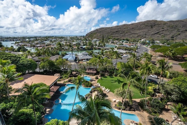 bird's eye view featuring a mountain view