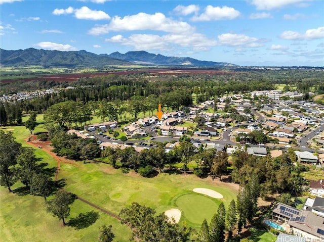 bird's eye view with a mountain view