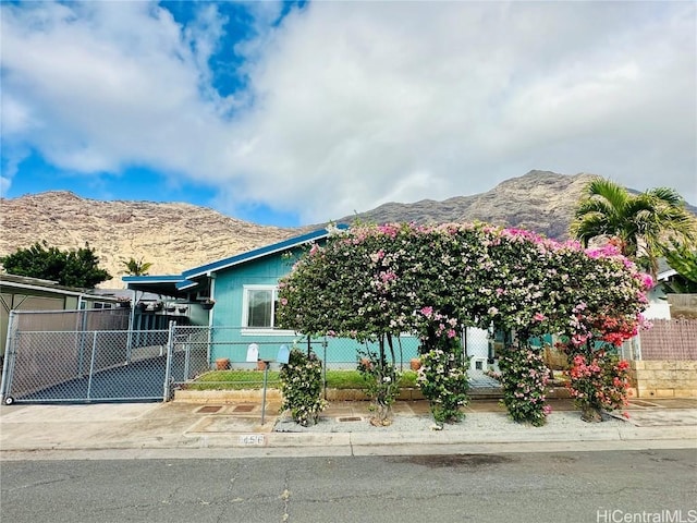 view of front of house with a mountain view