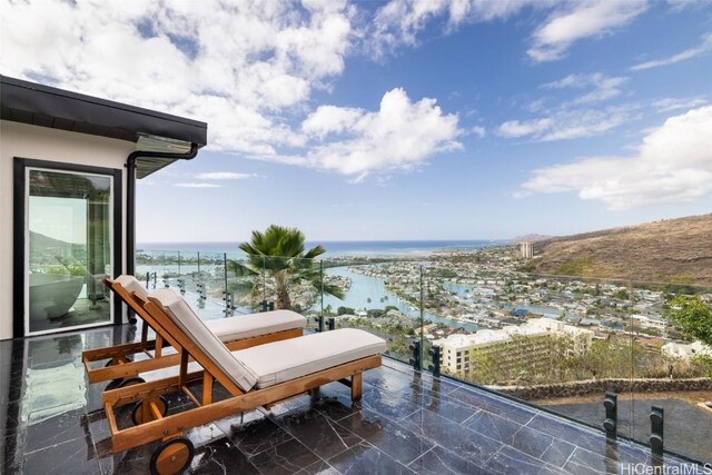 balcony with a water view