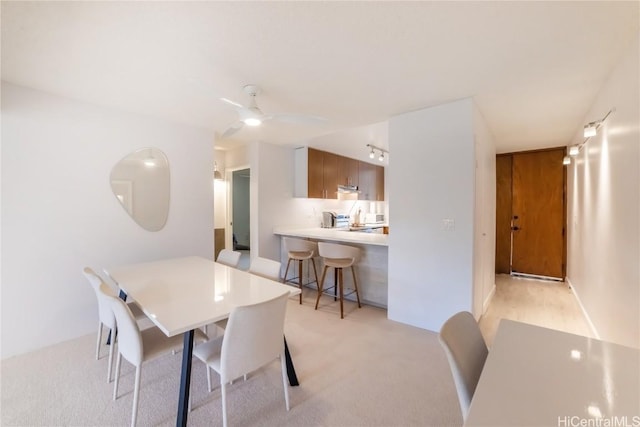 dining area with ceiling fan