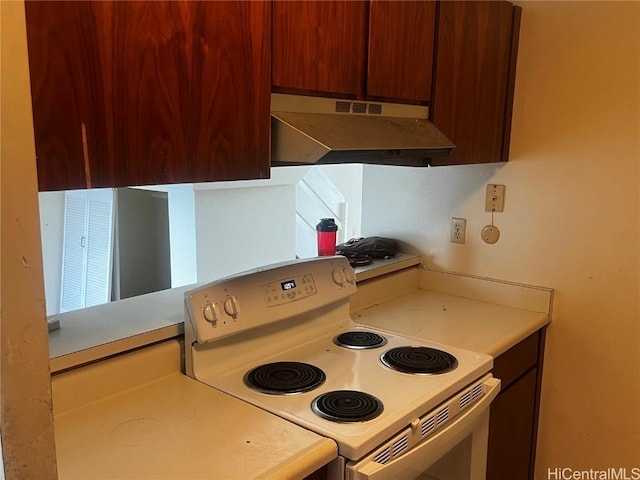 kitchen with white electric stove