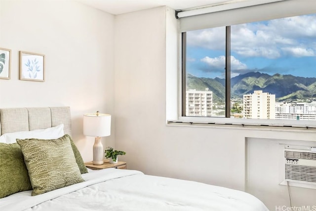 bedroom with a mountain view