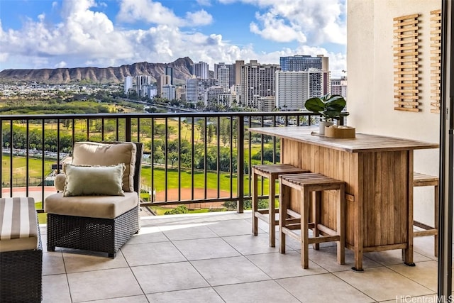 balcony with a mountain view