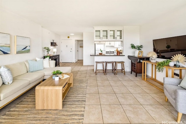 view of tiled living room