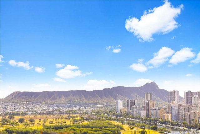 property view of mountains featuring a view of city