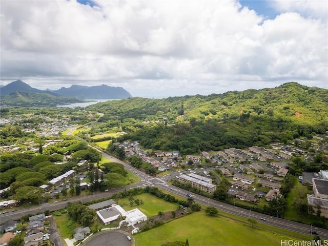 aerial view featuring a mountain view