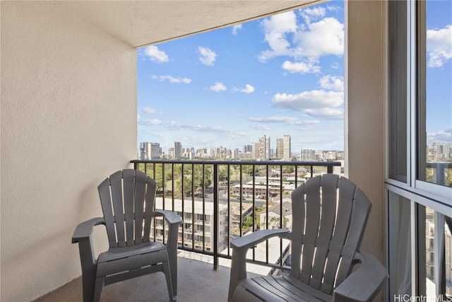 balcony with a view of city