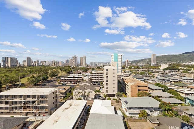 aerial view with a city view