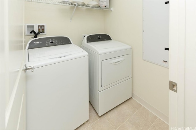 washroom featuring washer and dryer and electric panel