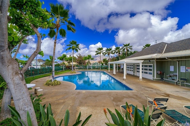 view of pool featuring a patio