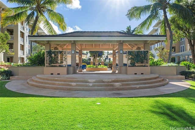 view of home's community featuring a gazebo and a lawn