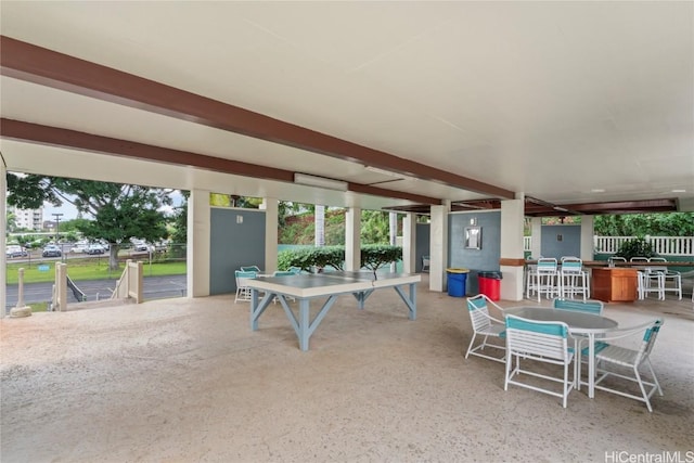 view of patio / terrace featuring exterior bar