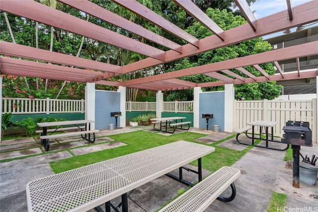 view of patio with a pergola