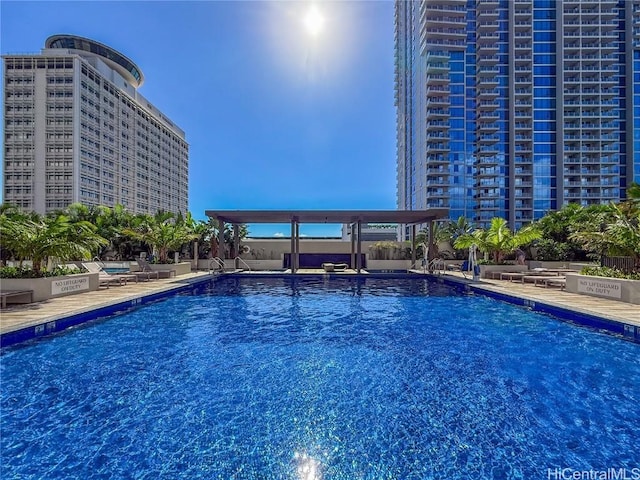 view of pool featuring a patio