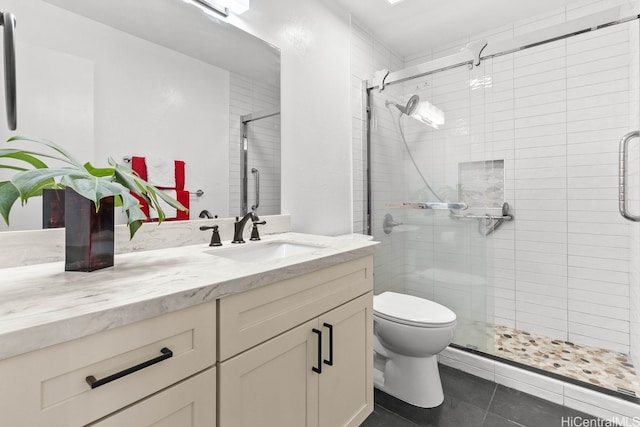 46-145 Humu Pl, Kaneohe, HI 96744 - full bath featuring vanity, toilet, a shower stall, and tile patterned flooring