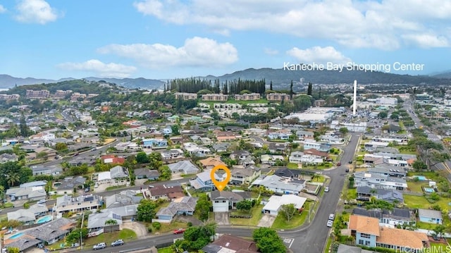 46-145 Humu Pl, Kaneohe, HI 96744 - aerial view of property's location with a mountainous background and nearby suburban area