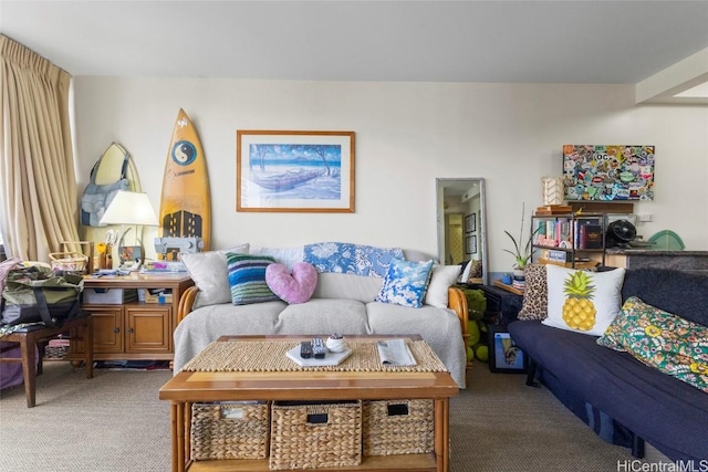 living room featuring carpet