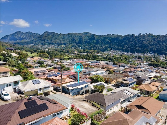 birds eye view of property featuring a residential view and a mountain view