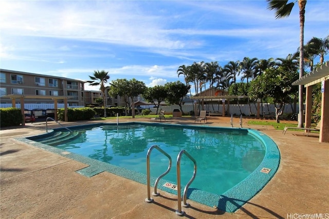 view of pool featuring a patio area