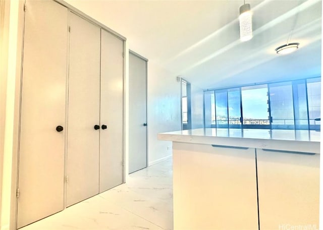 kitchen featuring a wall of windows