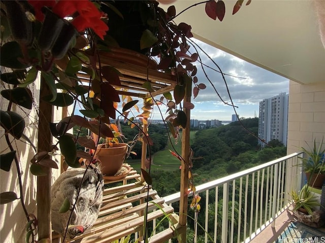 balcony with a view of city