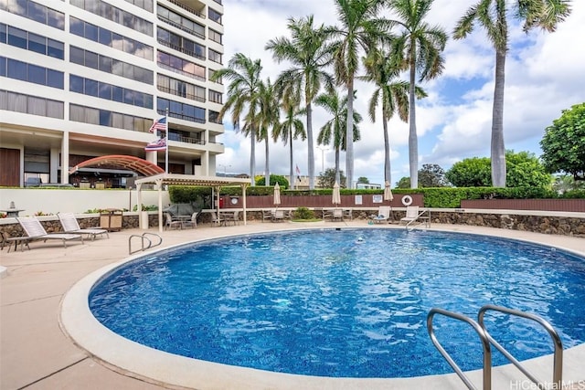 view of pool featuring a patio area