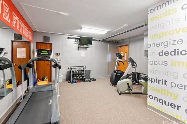 workout area with carpet