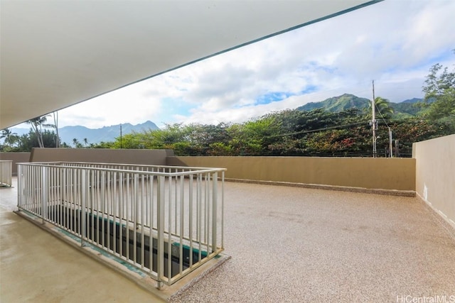 balcony featuring a mountain view