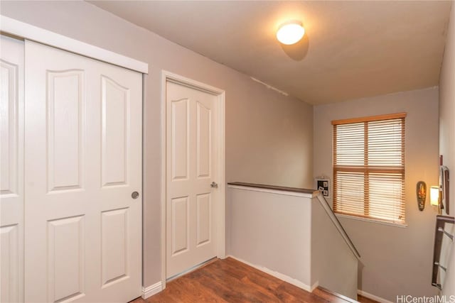 entryway with dark hardwood / wood-style floors