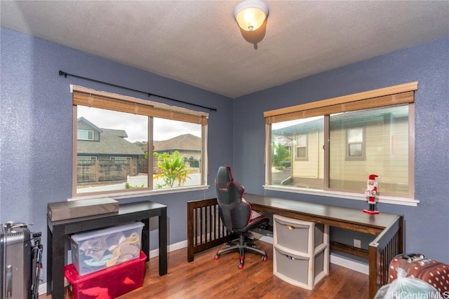 office space featuring wood-type flooring