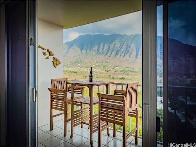 balcony with a mountain view