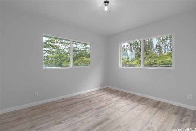 unfurnished room with a wealth of natural light and light hardwood / wood-style floors