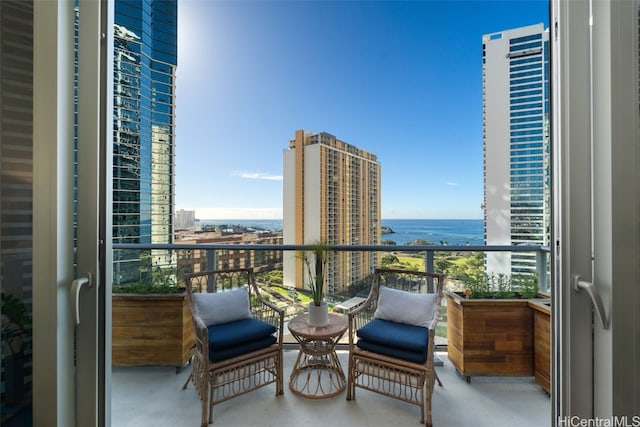 balcony with a water view