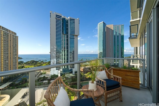 balcony with a water view