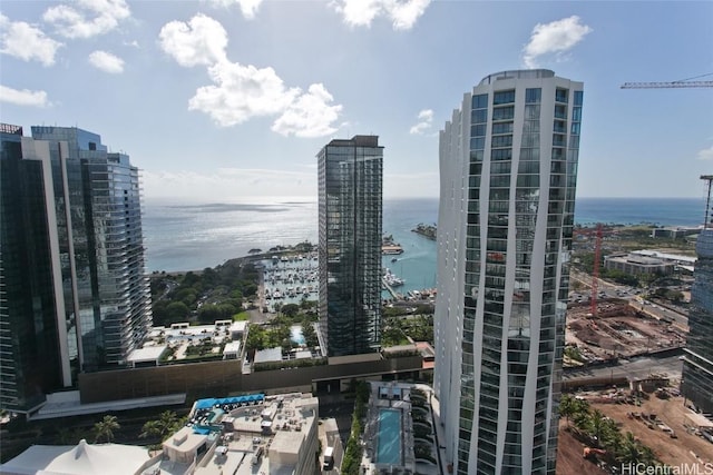 view of city with a water view