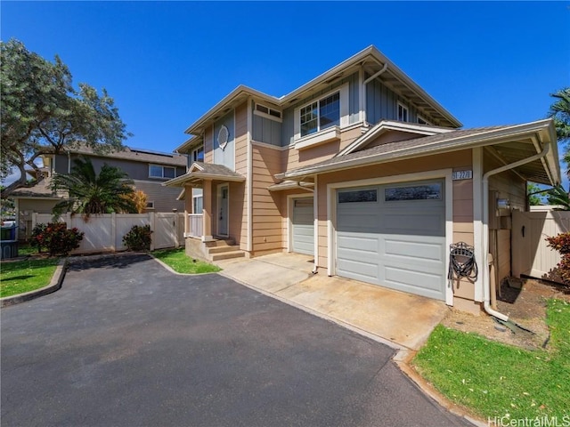 view of front of house with a garage