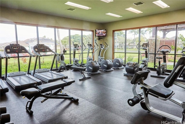 exercise room featuring a healthy amount of sunlight