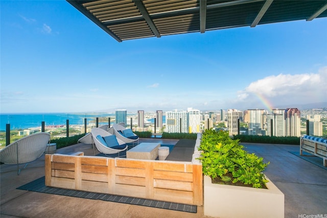 987 Queen St Unit 1401, Honolulu, HI 96814 - view of patio with a view of city and a water view