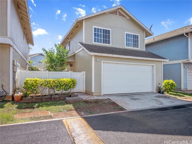 view of property featuring a garage