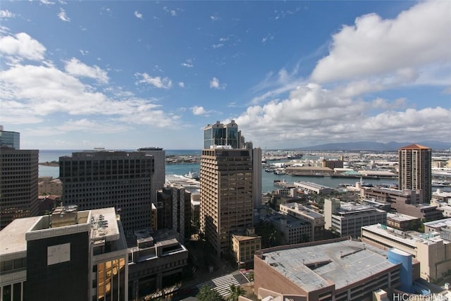 property's view of city with a water view