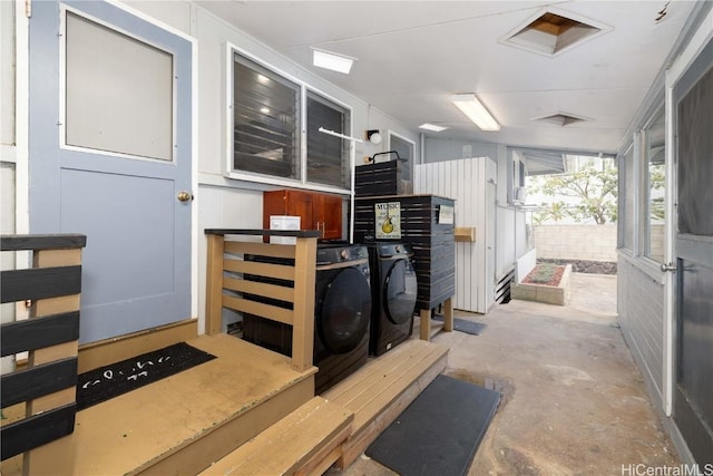 interior space with washer and dryer