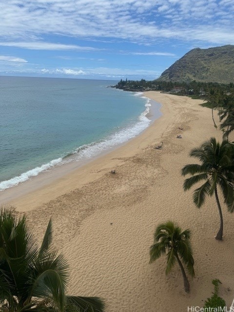 view of water feature featuring a view of the beach