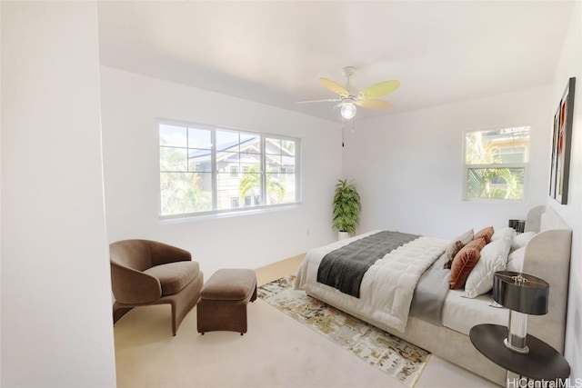 bedroom featuring ceiling fan